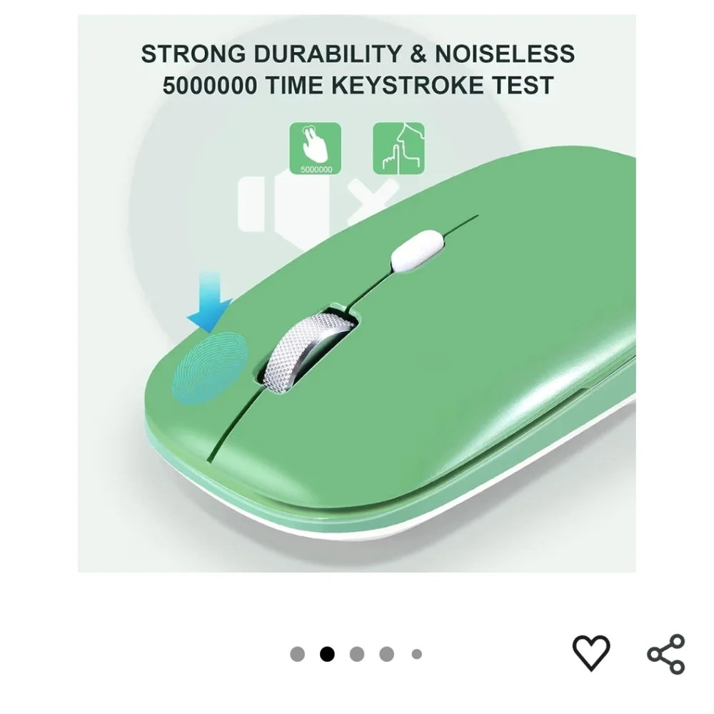 Green Wireless Slim Mouse with USB Receiver